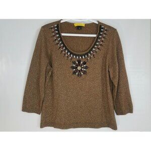 St. John Embellished Rhinestone Wool Silk Cashmere Blend Women's Shirt Size S Sm